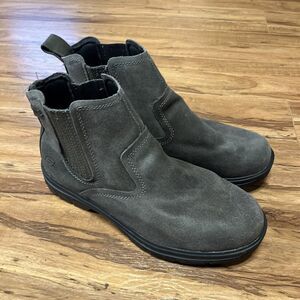 SKECHERS 64263 Dorton Charcoal Gray Suede Leather Pull On Boots Shoes Men's 12